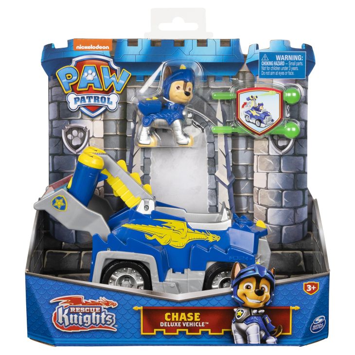 PAW Patrol Rescue Knights - Transformerende Chase-speelgoedvoertuig met actiefiguur