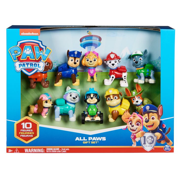 PAW Patrol 10e verjaardag - Alle poten aan dek-cadeauset met 10 PAW Patrol-speelfiguren