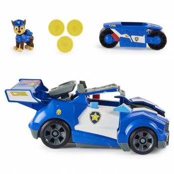 PAW Patrol De Film - 2-in-1 Transformerende Politieauto & Motor van Chase - actiefiguur en speelgoedauto met motor - licht en geluid