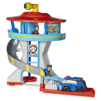 PAW Patrol, Uitkijktoren-speelset met voertuigwerper 2 Chase-actiefiguren de politieauto van Chase en accessoires